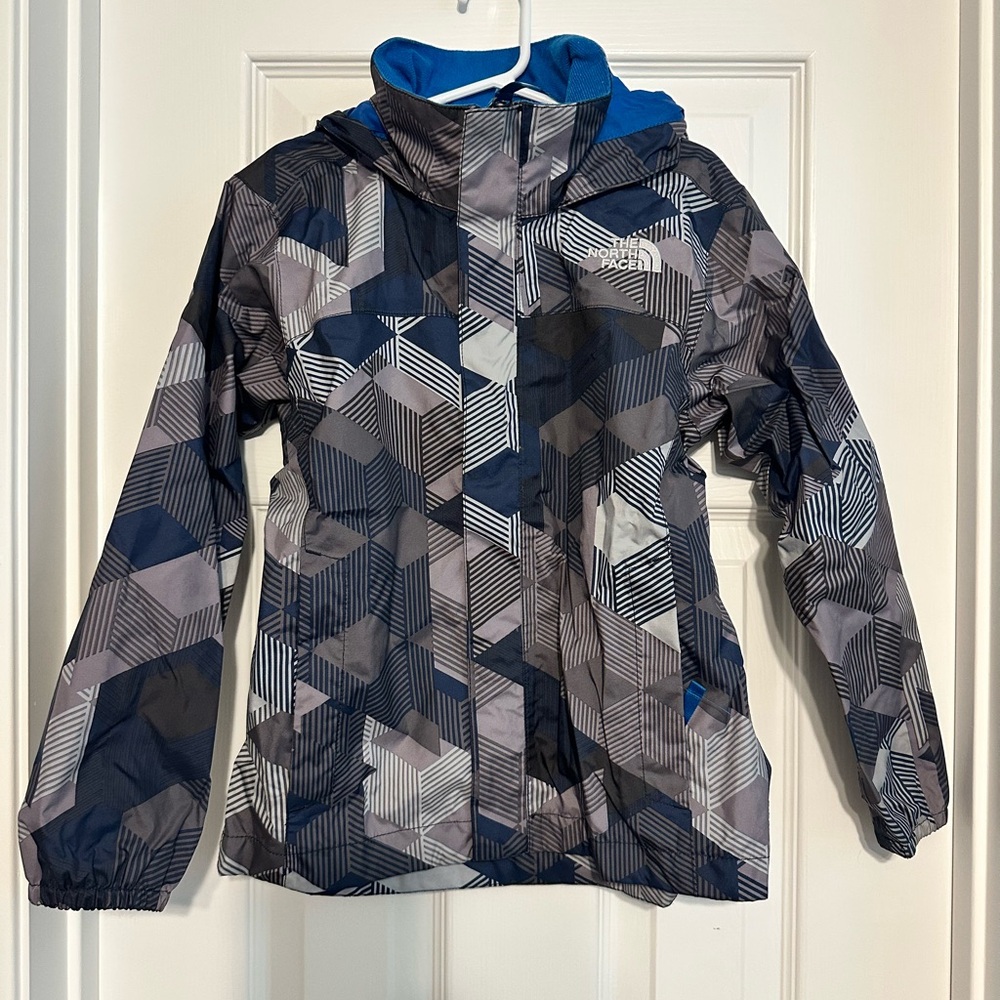 Boy’s The North Face Kids Geometric Raincoat - Blue and Gray XS (6)